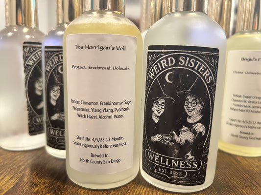 The Morrigan’s Veil Ritual Spray – Protection & Shadow Cloak – Cinnamon, Frankincense, Sage, Peppermint