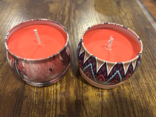 Gift-Tin Spell Candle – Red – Courage, Confidence & Vitality – Hand-poured Cotton Wick