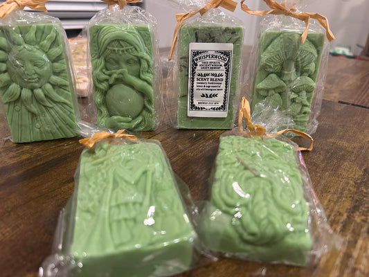 Whisperwood Soap – Rosemary, Frankincense, Lemon & Sage with Lemongrass – Forest & Ancestor Ritual – Green Cameo Bar